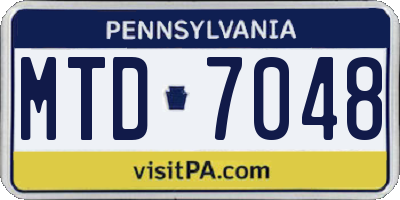 PA license plate MTD7048