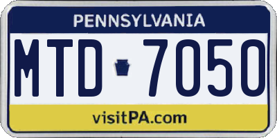PA license plate MTD7050