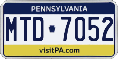 PA license plate MTD7052