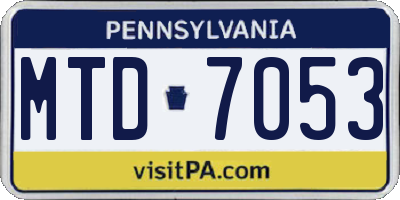 PA license plate MTD7053