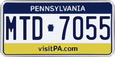 PA license plate MTD7055