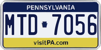 PA license plate MTD7056