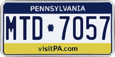 PA license plate MTD7057