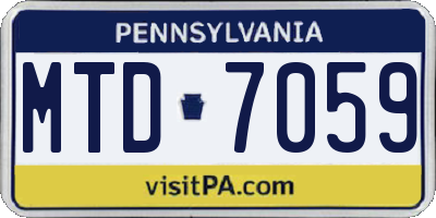 PA license plate MTD7059
