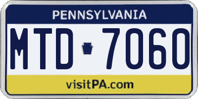 PA license plate MTD7060