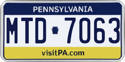 PA license plate MTD7063