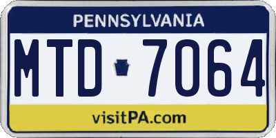 PA license plate MTD7064
