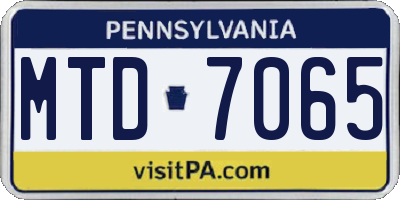 PA license plate MTD7065
