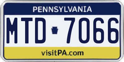 PA license plate MTD7066