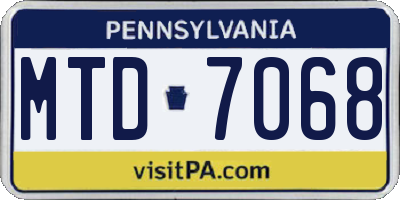 PA license plate MTD7068
