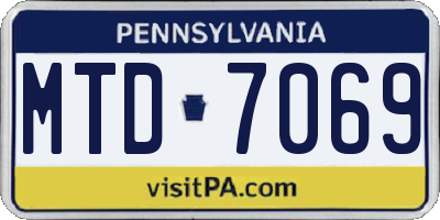PA license plate MTD7069