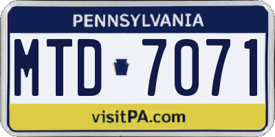 PA license plate MTD7071