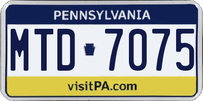 PA license plate MTD7075