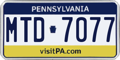 PA license plate MTD7077