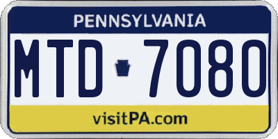 PA license plate MTD7080