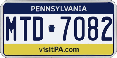 PA license plate MTD7082