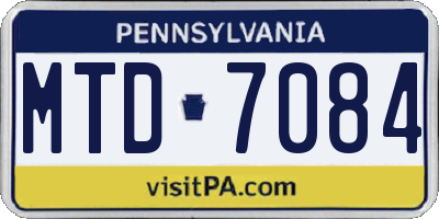 PA license plate MTD7084
