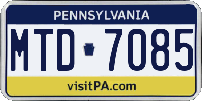 PA license plate MTD7085