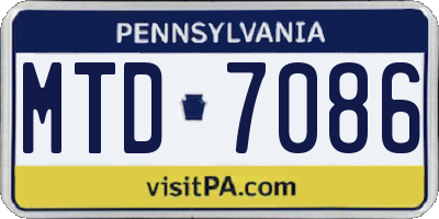 PA license plate MTD7086