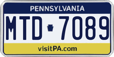 PA license plate MTD7089