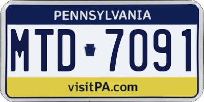PA license plate MTD7091