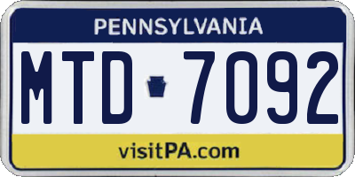 PA license plate MTD7092