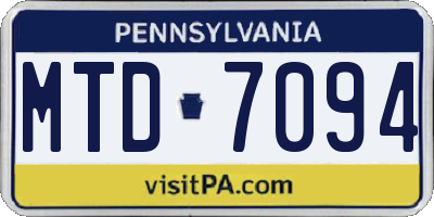 PA license plate MTD7094