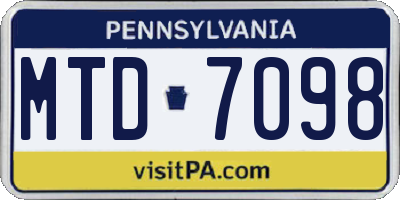 PA license plate MTD7098