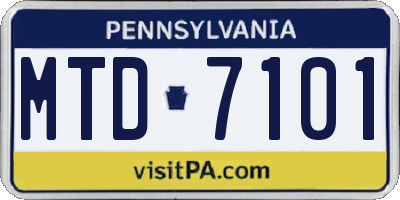 PA license plate MTD7101