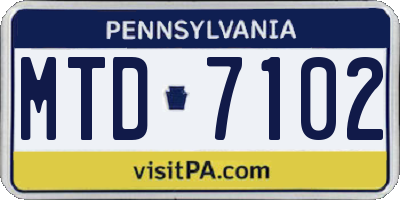 PA license plate MTD7102