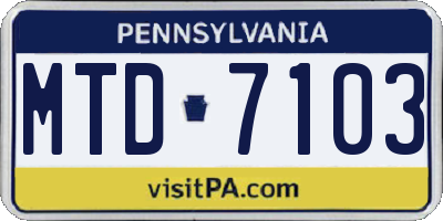 PA license plate MTD7103