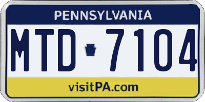 PA license plate MTD7104