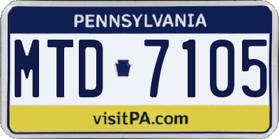 PA license plate MTD7105