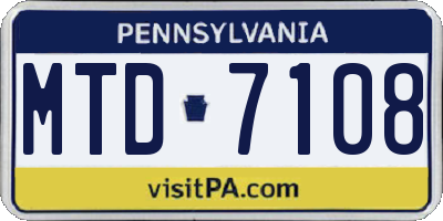 PA license plate MTD7108