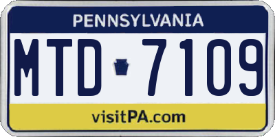 PA license plate MTD7109