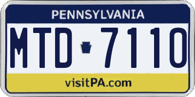 PA license plate MTD7110