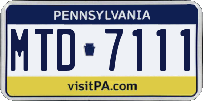 PA license plate MTD7111
