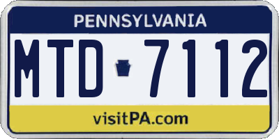 PA license plate MTD7112