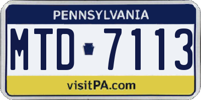 PA license plate MTD7113