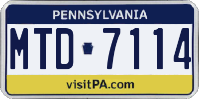 PA license plate MTD7114