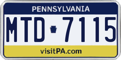 PA license plate MTD7115