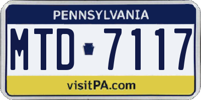 PA license plate MTD7117