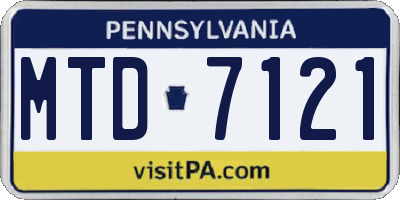 PA license plate MTD7121
