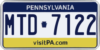 PA license plate MTD7122