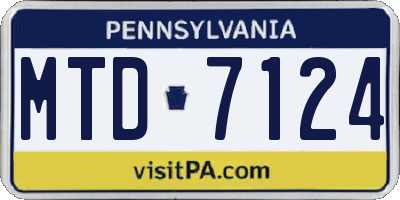 PA license plate MTD7124