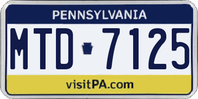 PA license plate MTD7125