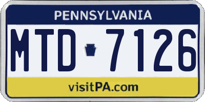 PA license plate MTD7126