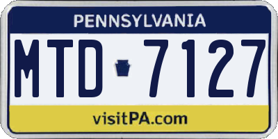 PA license plate MTD7127