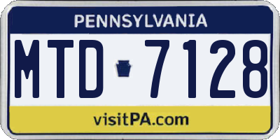 PA license plate MTD7128