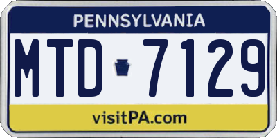 PA license plate MTD7129